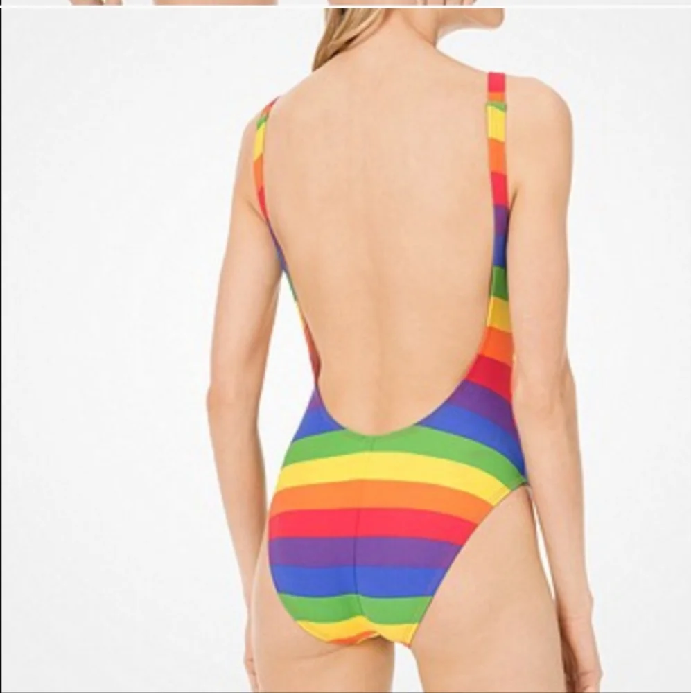 Michael Kors Rainbow Stripe One Piece Bathing Suit Swim Suit